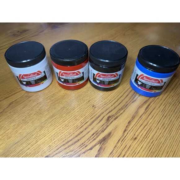 Speedball Fabric Screen Printing Ink 8oz-LOT OF 4 Black White Red Blue SEALED - Picture 3 of 14